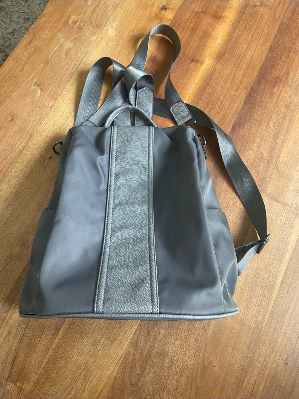 Convertible Grey Two-Tone Backpack Tote - Women's Bag